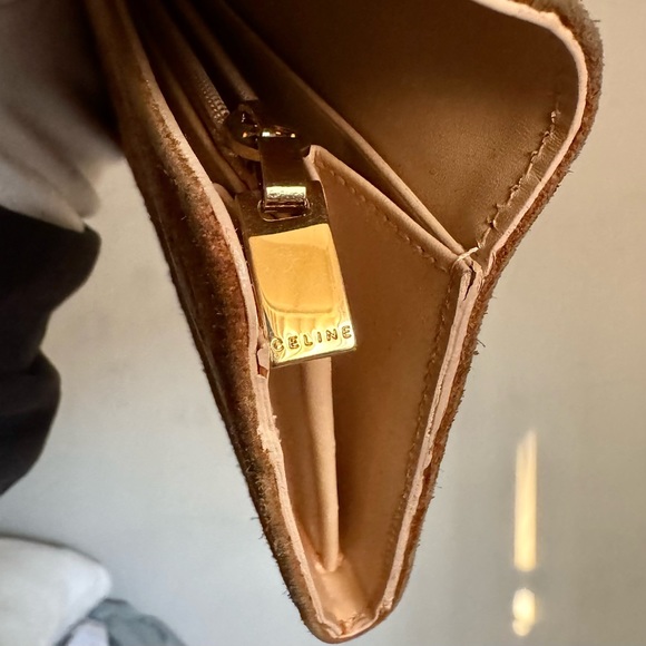 CELINE C Macadam Suede Long Wallet Gold Hardware Tan Brown - Picture 6 of 16